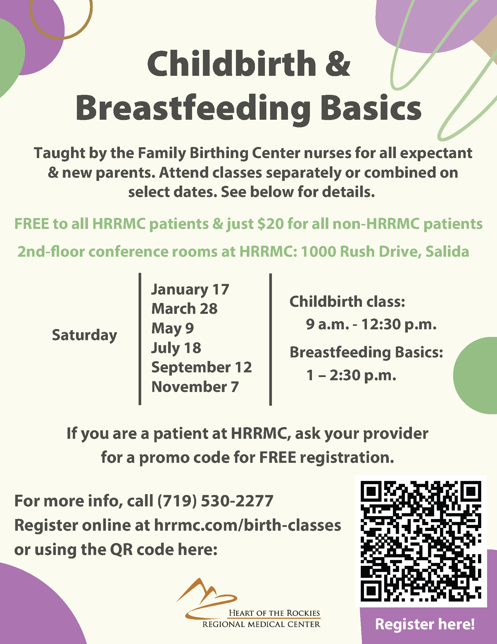 Childbirth & Breastfeeding Basics flyer