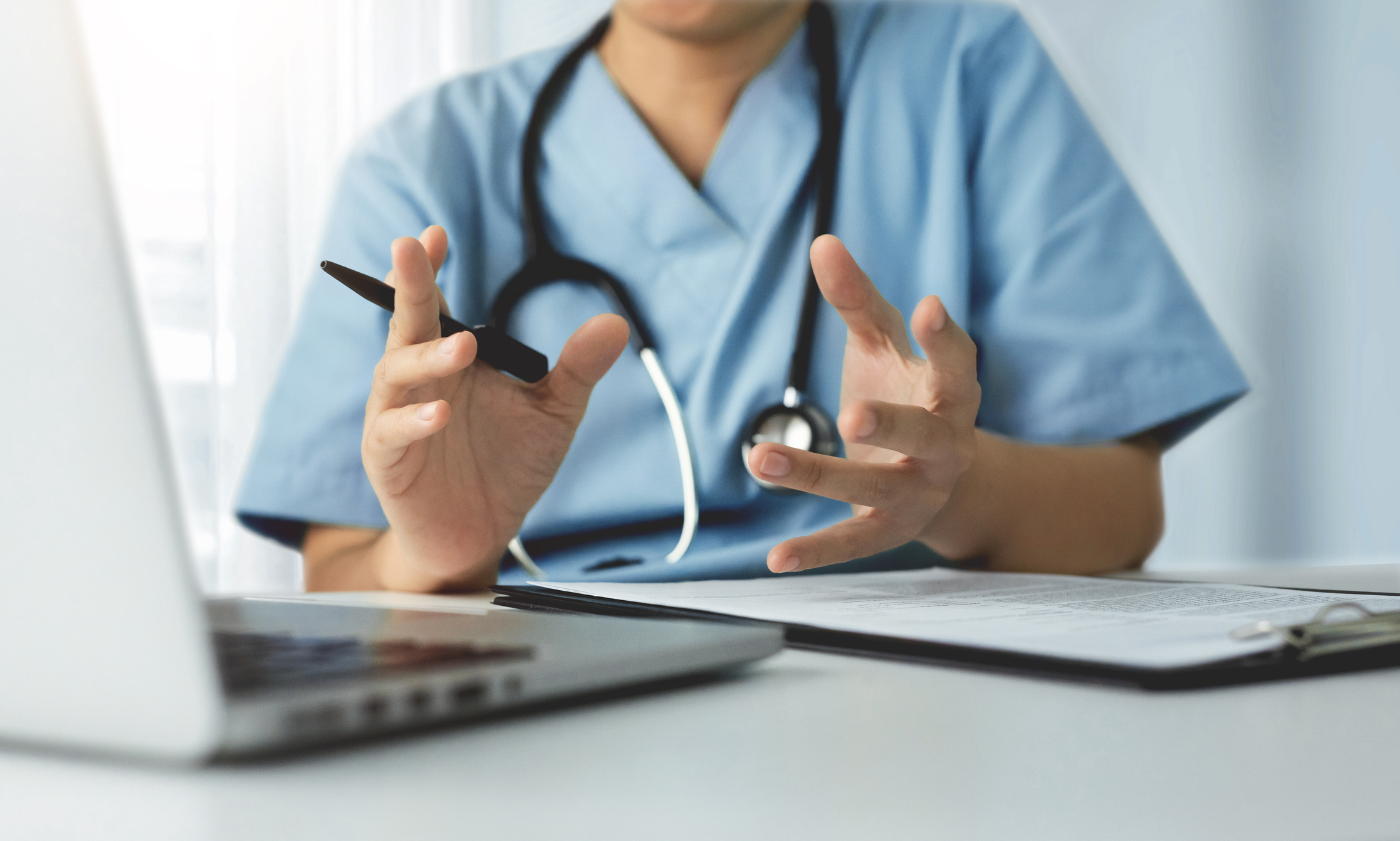 Doctor on a video call