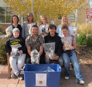 Front (L to R): Students Nico Anzelc, Matthew Potter, Joedeelee Rigdon, Cheyenne Hunter; Back (L to R): Med/Surg Manager Nika Starr, Emergency Department Manager Jodi Townsend, HRRMC Foundation Director Kimla Robinson, Key Club Coordinator Patte Smith.