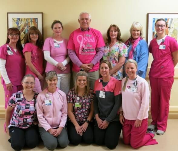 (L to R): Laura Marcello, Kris Clark, Kylie Graham (Salida High School student), Dorothy Schwarz and Tracey Banks. Back Row (L to R): Gisele Riden, Kari Hadley, Meredith Burnett, Dr. Dan Wardrop, Carolyn Miller, Valerie Ringwald and Heather Doran